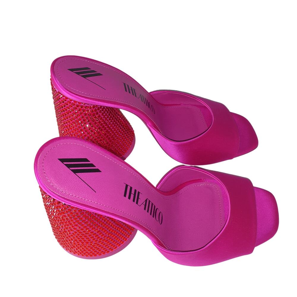 The Attico Crystal Embellished Fuchsia Luz Mules Size 8 - Picture 2 of 6